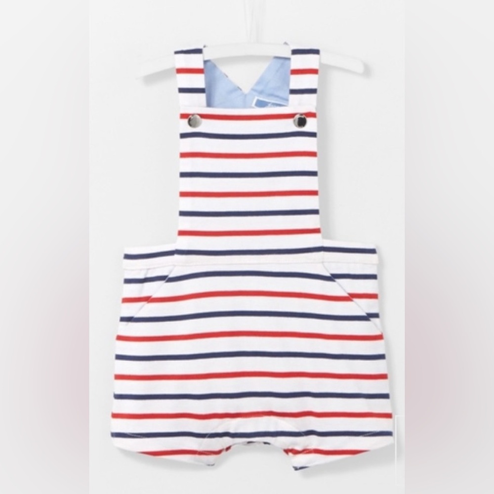 Jacadi Overalls in Red and Blue Stripe - 6M